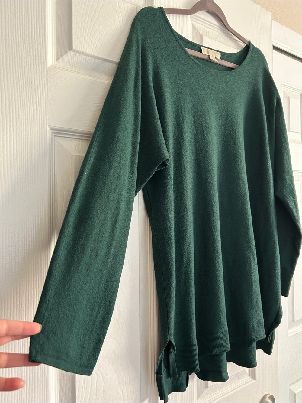 Michael Kors Green Oversized Hi Low Tunic Sweater Top L - Picture 4 of 10